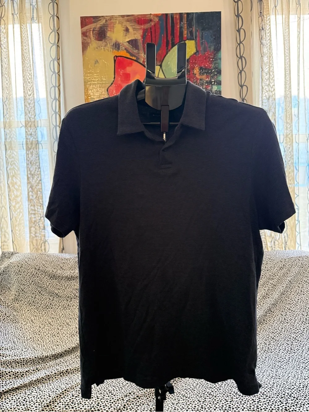 Banana Republic Black Striped Men's Polo Shirt